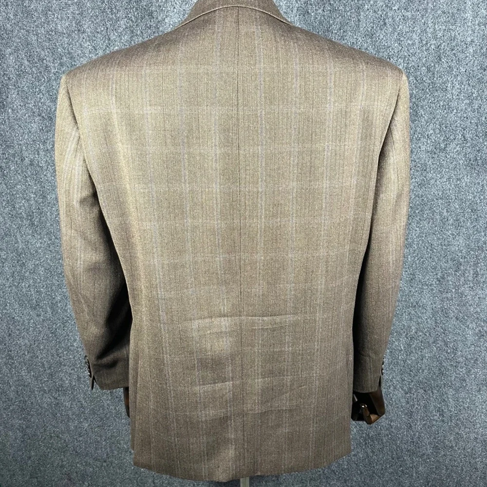Ralph Lauren Sport Coat Mens 44S Brown Herringbone Windowpane 100% Wool Blazer